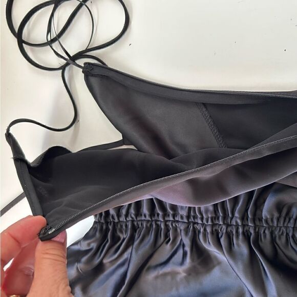 Jason Wu Black Ruched Front Tie Shoulder Maxi Dress Size Large - Picture 8 of 10